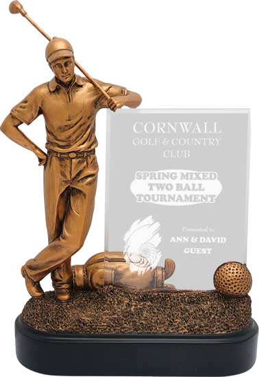 (image for) Male Golf Bronzetone Finish Award - 9"