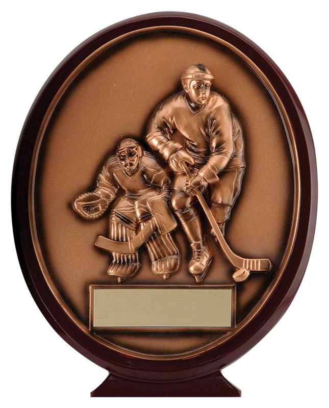 (image for) Bronze Oval Hockey - 5" x 6.5"